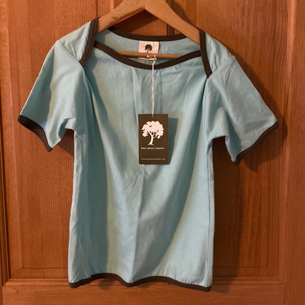 Kate Quinn Organics Boutique Blue Short Sleeve Tee Shirt Size 6 New with tag